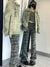 Awakecrm Tawaaiw Streetwear Green Jeans Jackets Women Long Sleeve Korean Style Jackets Ladies Denim Coat Outwear Autumn Winter Femme Tops