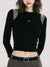 Joskka Patchwork Top Women Round Neck Long Sleeve T-shirt Slim Y2k Tees Girl Harajuku Gothic Tee Shirt Fall Outfits