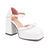 Joskka Black White Contrast Color Laser Cut Closed Toe Women Dress Pumps Chunky High Heels Mary Janes Platform Sandals Hoco Shoes