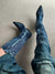 Joskka Denim Boots Outfit Platform Western Cowboy Boots Pointed Toe Chunky Heel Knee-High Boots  Fall Street Wedge Knight Boots