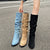 Awakecrm Ladies Western Boots 2024 New Platform Women's Knee High Boots Fashion Outdoor Casual Blue Cowboy Long Boots Botas De Mujer