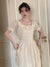 Joskka Rose Flower Elegant Vintage Dress Women Ruffles Lace Fairy Sweet Long Dress Female Bubble Sleeve Princess Designer Dress