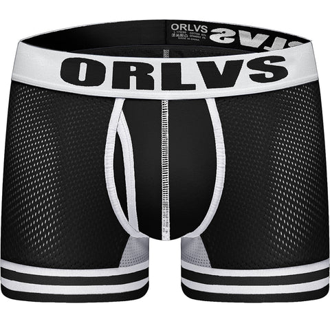 ORLVS Sexy Men Boxers Comfortable Underwear Mesh Breathable Nylon Male Panties Cueca Tanga Men Boxershorts Solid Shorts Boxers