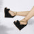 Awakecrm Women Sandals High Heels Fish Mouth Fashion Sandals Wedge Platform Black Bow High Heel Women's Beach Shoes