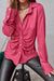Awakecrm Satin Ruched Single-breasted Blouse