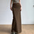Joskka Elegant Brown Maxi Skirt Wome Fashion Vintage High Waist Slim Split Hem Hip Wrap Long Skirt Streetwear Fall Outfits