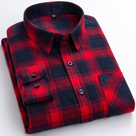 awakecrm AIOPESON Men Plaid Shirts 100% Cotton Washed Brushed Square Collar Checkered Shirts Male Autumn Slim Fit Fashion Shirts for Men