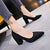 Awakecrm New Women Pumps Flock Sweet Thick High Heels Female Sexy Office Pointed Toe   Work Pump Cute Shoes Ladies Footwear