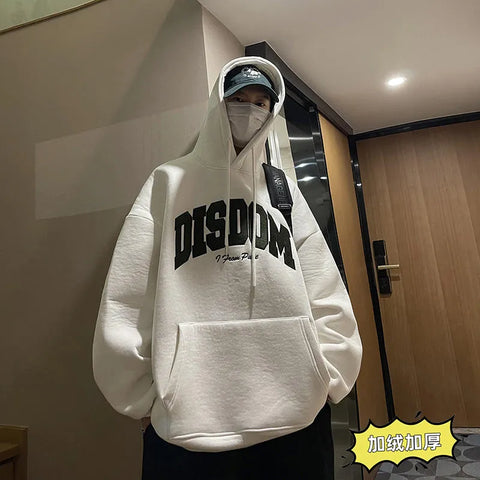 Autumn Letter Men Hoodies Loose Fashion Brand Streetwear Hooded Sweatshirt New Harajuku Couple Oversized Clothing Male Pullovers