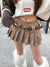 Joskka Vintage Brown Plaid Skirt Women High Waist Belt Korean Houndstooth A-line Pleated Mini Skirt Preppy Style Fall Outfits 2023