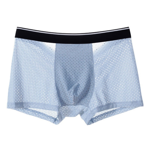 Men Ice Silk Underwear Mesh Sexy Breathable Boxer Shorts Transparent Briefs Bugle Pouch Panties Male See Through Trunk Sexy Pant