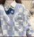 Awakecrm Women's Knitted Cardigan Embroidered Sweater Y2k Cute Cartoon Jk Uniform Checkerboard Sweater Coat Spring And Autumn Ins Hot