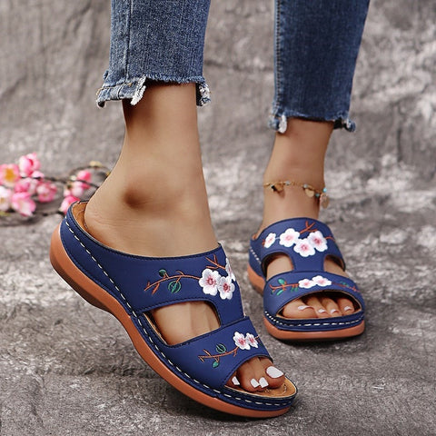 Awakecrm   Women Sandal Designer Slippers Luxury Flower Summer Platform Casual Zapatillas Casa Mujer