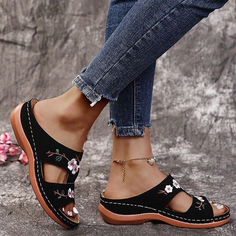 Awakecrm   Women Sandal Designer Slippers Luxury Flower Summer Platform Casual Zapatillas Casa Mujer