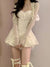 Joskka Lace France Elegant Two Peice Set Women Bow Korean Fashion Mini Dress Suit Female Long Sleeve Cardigan + Vintage Dress 2023 New