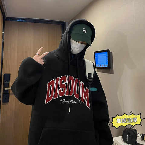 Autumn Letter Men Hoodies Loose Fashion Brand Streetwear Hooded Sweatshirt New Harajuku Couple Oversized Clothing Male Pullovers