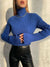 Awakecrm Knitted Women's Sweater  Autumn Winter Turtleneck Casual Loose Flare Sleeve Crop Top Female Jumper Blue Short Slim Pullover