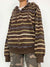 Awakecrm Heyoungirl Vintage Striped Winter Jackets  Casual Loose Zip Hoodies Coat Y2K Harajuku Grunge Preppy Sweatshirt Girl Overcoat