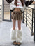Joskka Vintage Brown Plaid Skirt Women High Waist Belt Korean Houndstooth A-line Pleated Mini Skirt Preppy Style Fall Outfits
