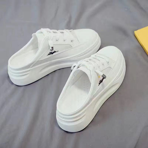 Baotou half slippers women's outer wear fashion  new summer women's shoes mesh breathable white shoes Korean shoes women