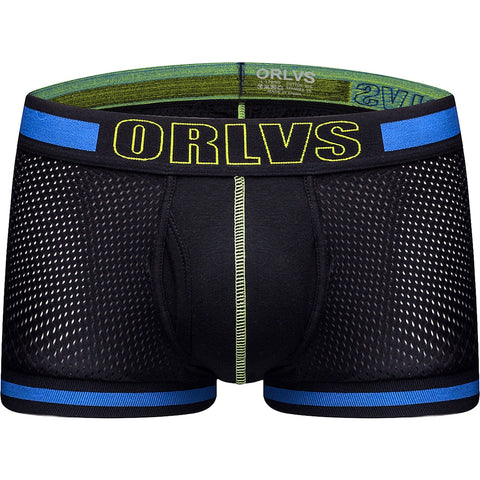 ORLVS Sexy Men Boxers Comfortable Underwear Mesh Breathable Nylon Male Panties Cueca Tanga Men Boxershorts Solid Shorts Boxers