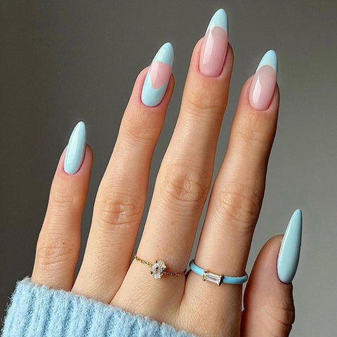 Nail Inspo  Summer 24pcs Almond False Nails French Leaf Glitter Line Simple Press On Nails  Summer Fresh New DIY Wearing Fake Nails