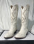 Awakecrm Country Concert Outfit Summer  White Cowboy Western Knee High Boots Design Chunky Heel Pointed Toe Slip Long Boots  New Fall