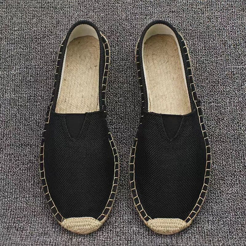 awakecrm New Men Fashion Flats Plimsolls Solid Canvas Shoes Casual Linen Loafers Lovers Shoes Male hemp Espadrille Fisherman Shoes