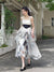 Joskka Vintage Elegant Strap Dress Women Print Korean Style Designer Party Midi Dress High Waist Casual France Fairy Dress Female 2023