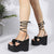 Awakecrm Women Sandals High Heels Open Toe Lace Up Fashion Sandals Wedge Platform Black Plus Size High Heel Beach Shoes