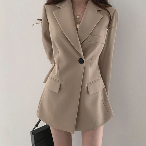 Joskka Spring Blazers Women Fashion Streetware Casual Commuting Lapel Single Button Slim Oversized Blouse Jacket Fall Outfits 2023