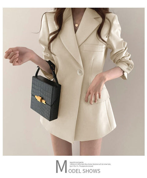 Joskka Spring Blazers Women Fashion Streetware Casual Commuting Lapel Single Button Slim Oversized Blouse Jacket Fall Outfits 2023