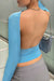Awakecrm Solid Backless Long Sleeve Tops