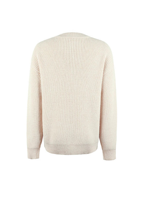 Awakecrm Solid Color Button Up Casual Sweater