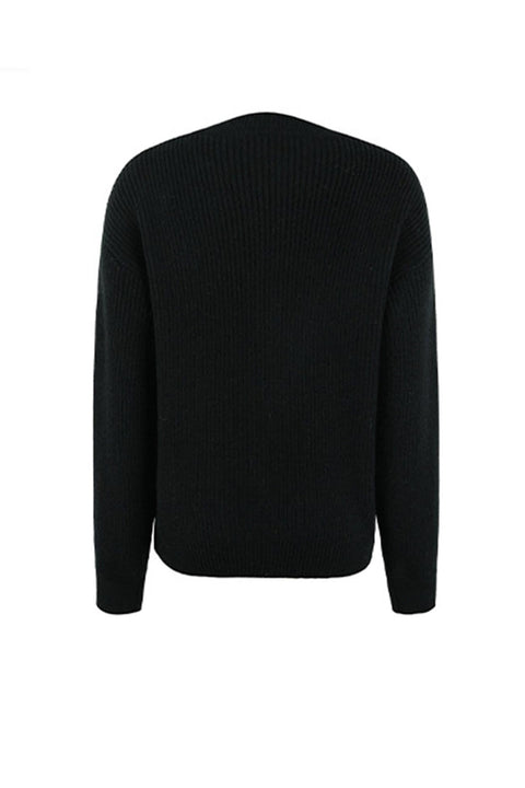 Awakecrm Solid Color Button Up Casual Sweater