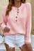 Awakecrm Solid Color Button Up Casual Sweater