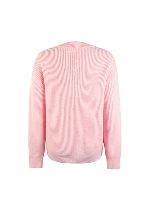 Awakecrm Solid Color Button Up Casual Sweater