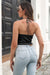 Awakecrm Solid Color Halter Backless Knitted Vest