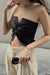 Awakecrm Solid Color Twisted Strapless Crop Top