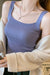 Awakecrm Square Neck Solid Color Knitted Tank Top
