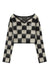 Awakecrm V Neck Mohair Checkerboard Sweater