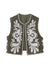 Awakecrm Vintage Floral Embroidery Open Front Vest