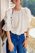 Awakecrm White Embroidered Lace Puff Sleeve Top