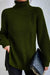 Awakecrm Raglan Sleeve Turtleneck Slit Mid-Length Sweater