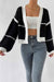 Awakecrm Long Sleeve Open-Front Patchwork Knit Cardigan