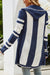 Awakecrm Striped Contrast Hooded Irregular Mid-Length Cardigan