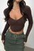 Awakecrm Twisted-Front Ribbed Long Sleeve Top