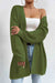 Awakecrm Solid Open Front Mid-Length Cardigan