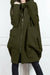 Awakecrm Hooded Pocket Zipper Mid-Length Cardigan