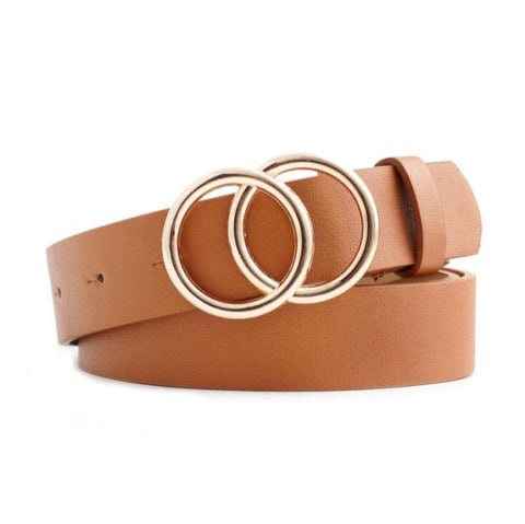 Double Ring Women Belt Fashion Waist Belt PU Leather Metal Buckle Heart Pin Belts For Ladies Leisure Dress Jeans Wild Waistband